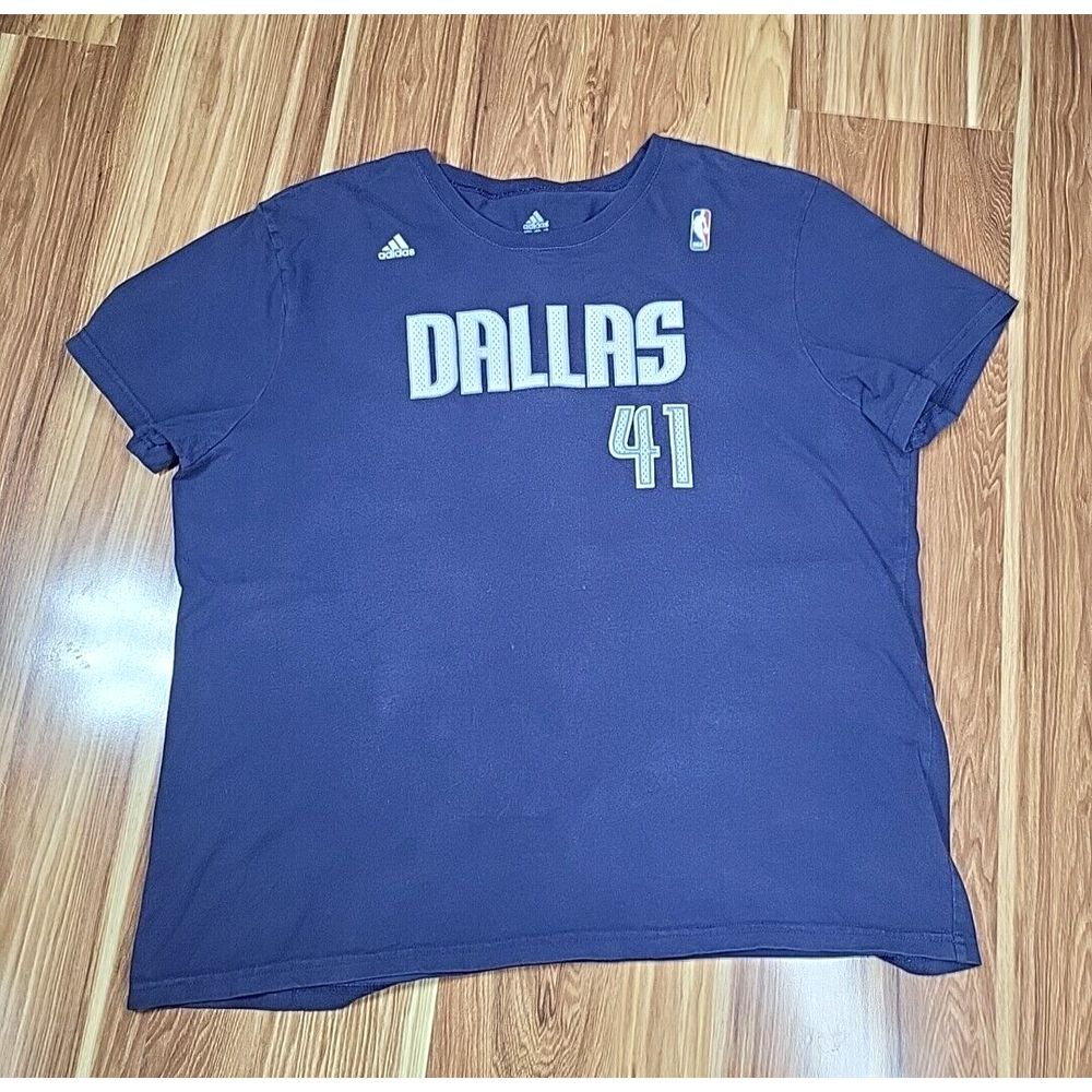 Adidas Dallas Mavericks T-Shirt Women's XXL Navy Blue Dirk Nowitzki #41